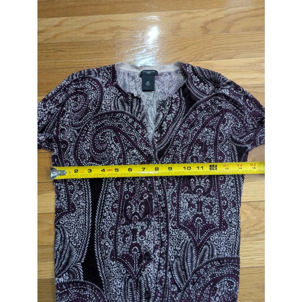 Ann Taylor Petite Paisley Cardigan XS